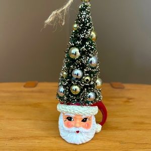Pottery Barn Santa Claus mug with Christmas tree ornament🎄🎅🏼